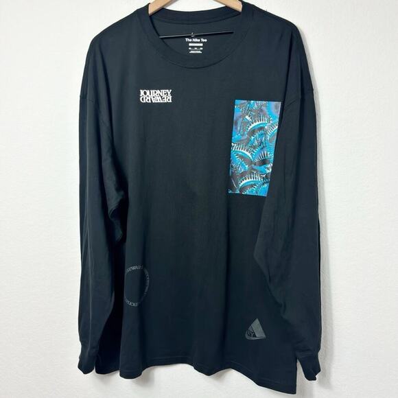 NIKE MEN'S KYRIE LONG-SLEEVE BLACK BLUE XXL PLUS SIZE T-SHIRT BRAND NEW WITH TAG - Picture 2 of 10